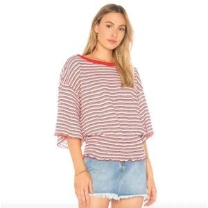 We the Free | Ebony Tee red & white smocked Large